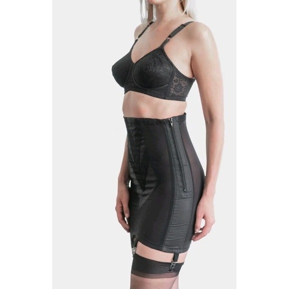 Rago Other - Rago 1294 Black Open Bottom Girdle Shapewear Size Large 30 Zipper Garter Straps